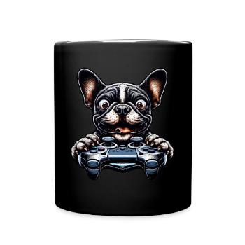 Dog gamers, Honden game freak French Bulldog - Full Colour Mug - black - Front
