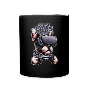 Hunde, Französische Bulldogge Videospiel VR-Brille - Tasse einfarbig - Schwarz - Vorne