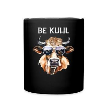 Lustige Kuh Gesicht mit der Brille be Kuhl - Tasse einfarbig - Schwarz - Vorne
