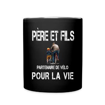 Vater und Sohn Fahrrad Papa Radfahrer - Tasse einfarbig - Schwarz - Vorne