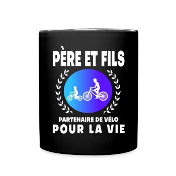 Father Son Bike Retro Vintage Man Dad Cyclist - Full Colour Mug - black - Front
