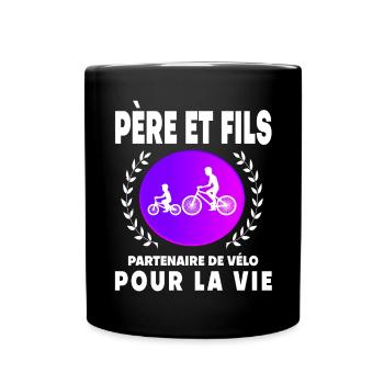Vater Sohn Retro Vintage Fahrrad Sonnenuntergang Vater Radfahrer - Tasse einfarbig - Schwarz - Vorne