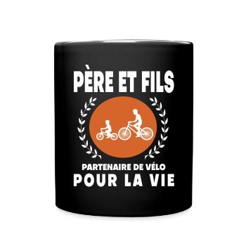 Vater Sohn Retro Vintage Fahrrad Vater Radfahrer - Tasse einfarbig - Schwarz - Vorne