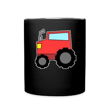 Traktor rot - Tasse einfarbig - Schwarz - Vorne