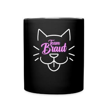 Team Braut Katze - Tasse einfarbig - Schwarz - Vorne