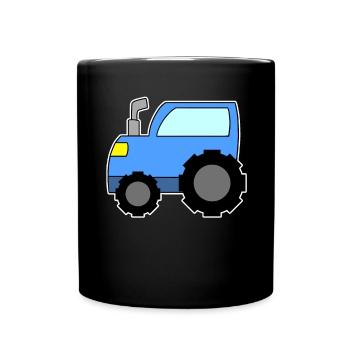 Bleu tracteur - Mug uni - noir - Devant