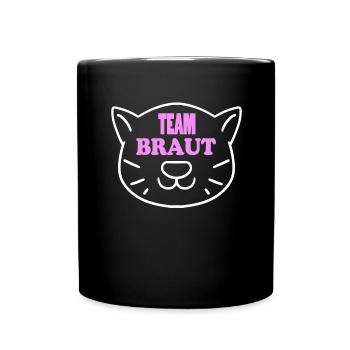 Team Braut Katze Motiv - Tasse einfarbig - Schwarz - Vorne