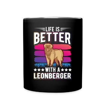 Life is better with a Leonberger - Full Colour Mug - black - Front