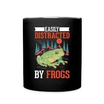 Easily distracted by Frogs Frosch - Full Colour Mug - black - Front