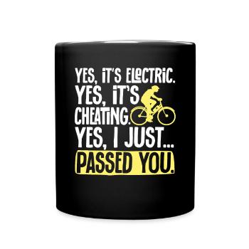 Electric Bike Cycling Biker E-Bike - Full Colour Mug - black - Front