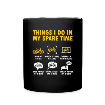 Electric Bike Cycling Biker E-Bike - Full Colour Mug - black - Front