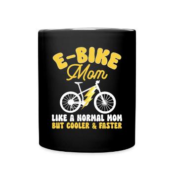 Electric Bike Cycling Biker E-Bike - Full Colour Mug - black - Front
