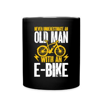 Electric Bike Cycling Biker E-Bike - Full Colour Mug - black - Front
