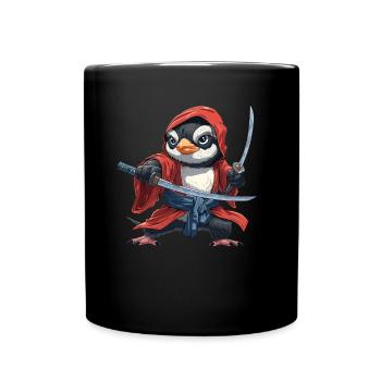Penguin Samurai Japanese Kawaii Penguin Cute - Full Colour Mug - black - Front