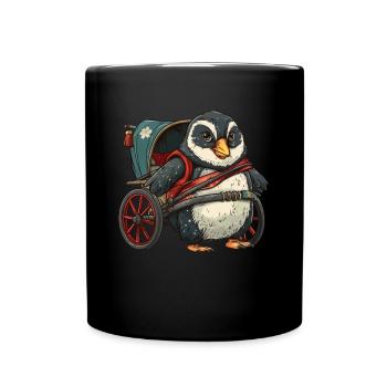 Pingouin, Pousse-pousse, Japonais, Kawaii, Pingouin, Mignon - Mug uni - noir - Devant