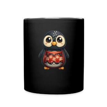 Pingouin Maneki Neko Pingouin Kawaii japonais Niedl - Mug uni - noir - Devant