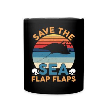 Manta Ray Stingray Save The Sea Flap Flaps Illustr - Tasse einfarbig - Schwarz - Vorne