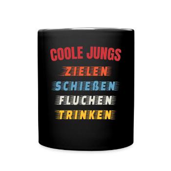 Witziger Fußball Spruch Coole Jungs Trinken Bier - Tasse einfarbig - Schwarz - Vorne