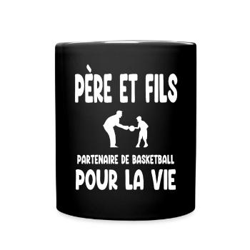 basketball père et fils partenaire pour la vie - Mug uni - noir - Devant