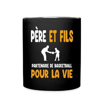 basketball père et fils partenaire vie papa - Mug uni - noir - Devant