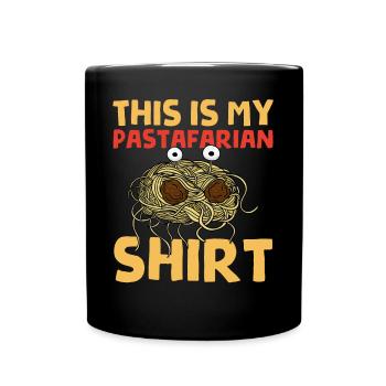 Fliegendes Spaghettimonster FSM - Tasse einfarbig - Schwarz - Vorne
