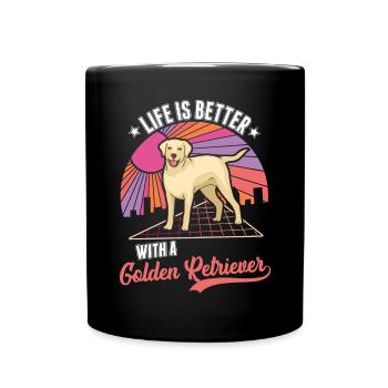 Das Leben ist besser mit einem Golden Retriever - Tasse einfarbig - Schwarz - Vorne