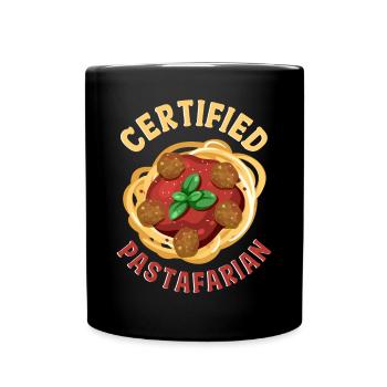 Fliegendes Spaghettimonster FSM - Tasse einfarbig - Schwarz - Vorne