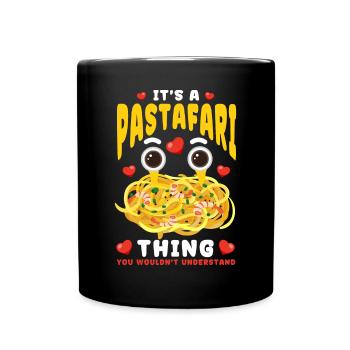 Fliegendes Spaghettimonster FSM - Tasse einfarbig - Schwarz - Vorne