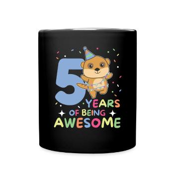 Meerkat for her 5th birthday Children five years old - Full Colour Mug - black - Front