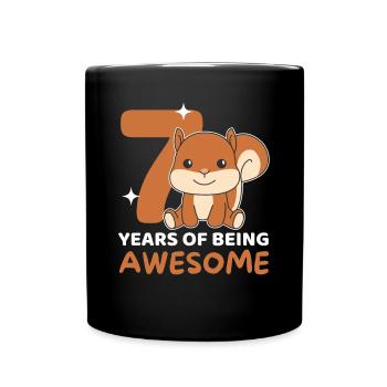 Squirrel for 7th birthday Children seven years - Full Colour Mug - black - Front