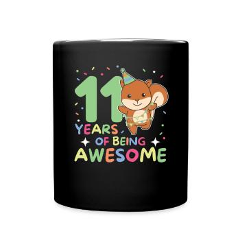 Squirrel for 11th birthday children eleven years - Full Colour Mug - black - Front