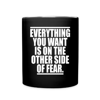 Everything You Want Motivation vs. Comfort Zone - Full Colour Mug - black - Front