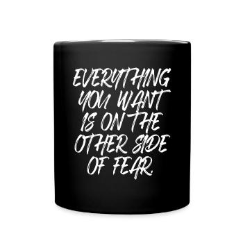 Everything You Want Motivation vs. Comfort Zone - Full Colour Mug - black - Front