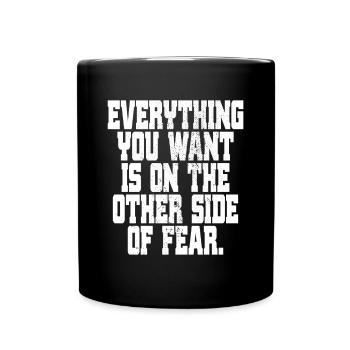 Everything You Want Motivation vs. Comfort Zone - Full Colour Mug - black - Front