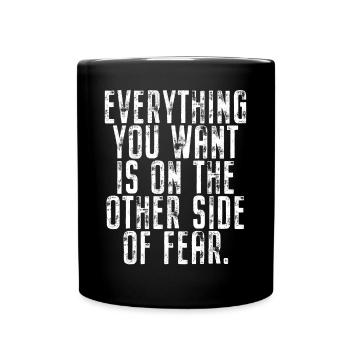 Everything You Want Motivation vs. Comfort Zone - Full Colour Mug - black - Front
