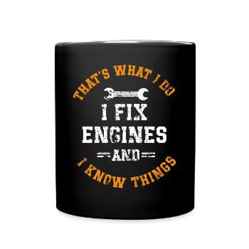 Car mechanic mechatronics technician screwdriver sayings - Full Colour Mug - black - Front