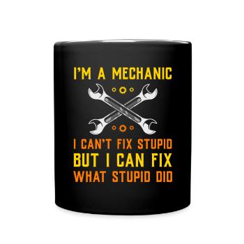 Car mechanic mechatronics technician screwdriver sayings - Full Colour Mug - black - Front