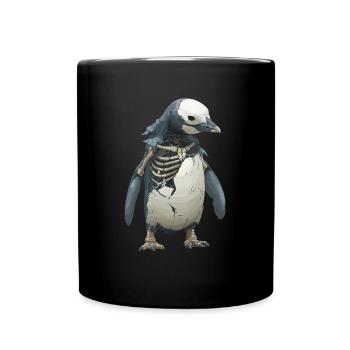 Pinguin Skelett Halloween Pinguin - Tasse einfarbig - Schwarz - Vorne