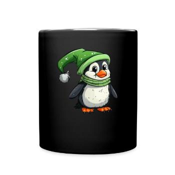 Pinguin Elf Weihnachten Pinguin Niedlich - Tasse einfarbig - Schwarz - Vorne