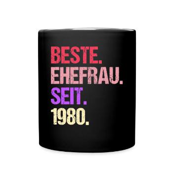 Valentinstag Beste Ehefrau Seit 1980 - Tasse einfarbig - Schwarz - Vorne
