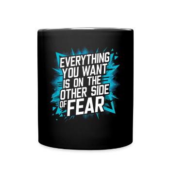Everything You Want Motivation vs. Comfort Zone - Full Colour Mug - black - Front