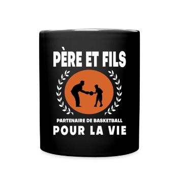 Vater Sohn Retro Vintage Basketball Vater - Tasse einfarbig - Schwarz - Vorne