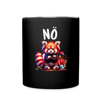 Roter Panda Lustiger Spruch Nö Feuerfuchs - Tasse einfarbig - Schwarz - Vorne