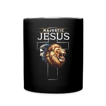Majestischer Jesus und Löwe - Tasse einfarbig - Schwarz - Vorne
