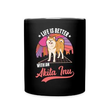 Das Leben ist besser mit einem Akita Inu - Tasse einfarbig - Schwarz - Vorne