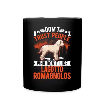 Lagotto Romagnolo Wasserhund - Tasse einfarbig - Schwarz - Vorne