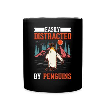 Easily distracted by Penguins Pinguin - Tasse einfarbig - Schwarz - Vorne