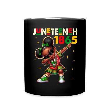 Juneteenth Dabbing Schwarze Mädchen Königin Melanin Brown - Tasse einfarbig - Schwarz - Vorne