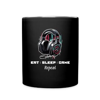 Eat Sleep Game Repeat Gamer Sayings Shirt - Full Colour Mug - black - Front