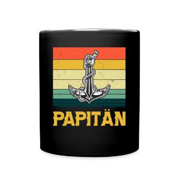 Vatertag Lustig Papa Papitän - Tasse einfarbig - Schwarz - Vorne